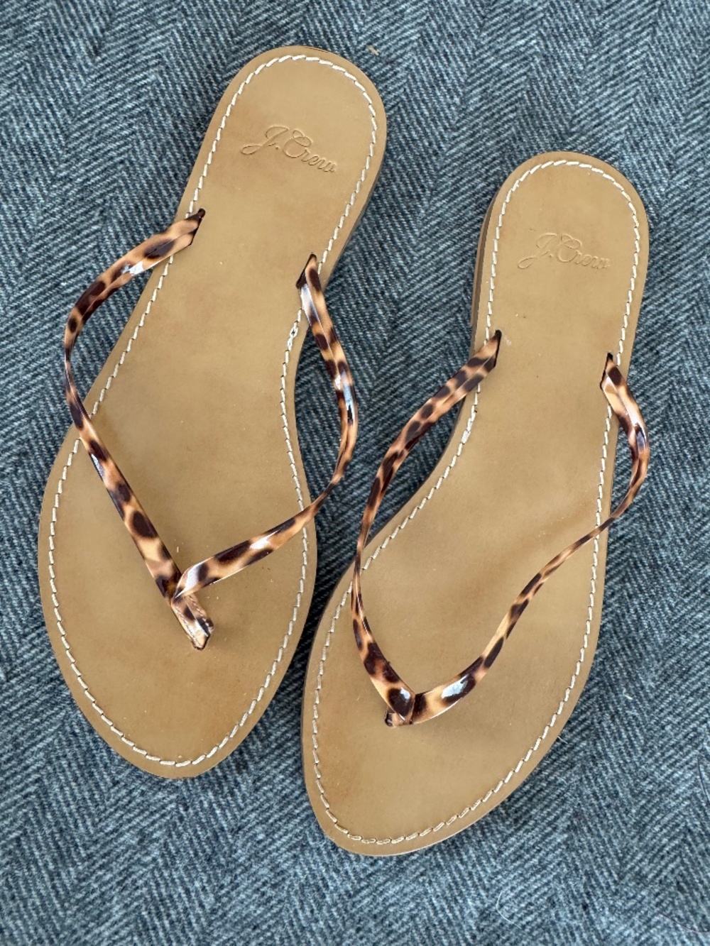 JCREW TORTOISE SHELL -WITH SHINE, THONG SANDALS